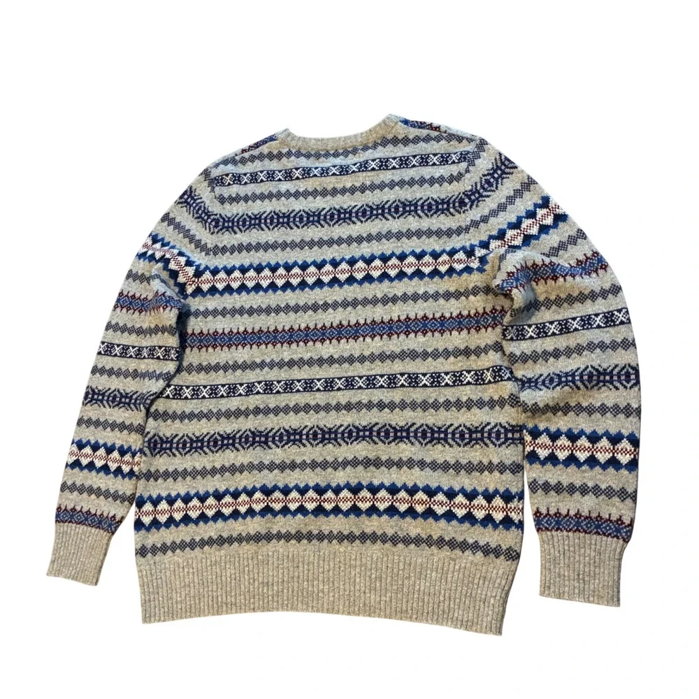 Men XL Sweater gray geometric stripes preppy collegiate cabincore gorpcore bloke